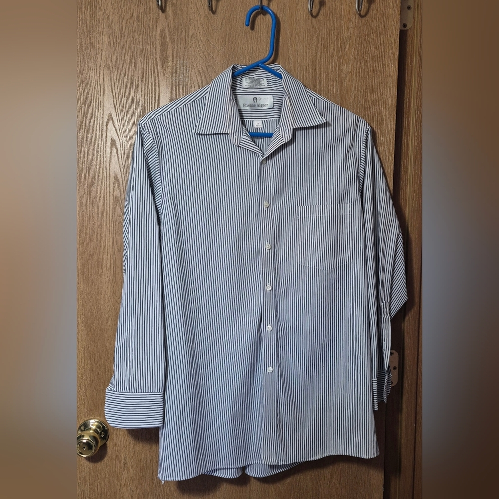 Etienne Aigner light blue pinpoint Oxford cotton/polyester dress shirt 16 32/33